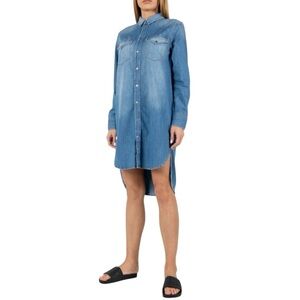 Diesel chambray denim button down long sleeve shirt dress S excellent condition